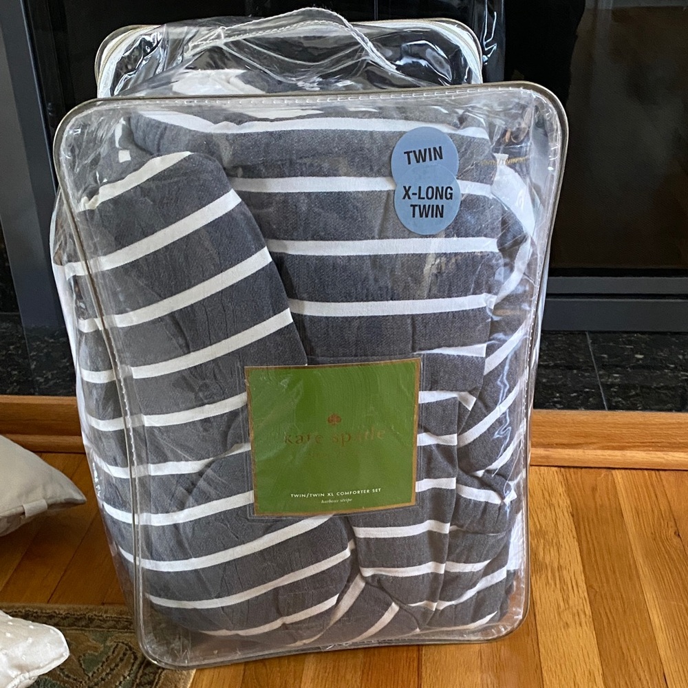Kate Spade Charcoal and White Striped Bedding